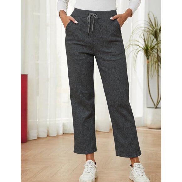 Womens Sweatpants Warm Fleece Sweatpants Winter Sherpa Lined Joggers Pants - Picture 3 of 5